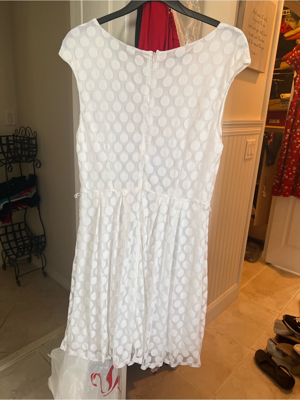 Alfani White Polka Dot Midi Dress